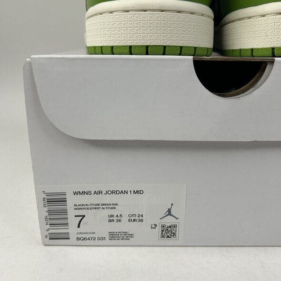 Nike Shoes Air Jordan 1 Mid Retro WMNS “Black Altitude Green” 2024 - Picture 5 of 5